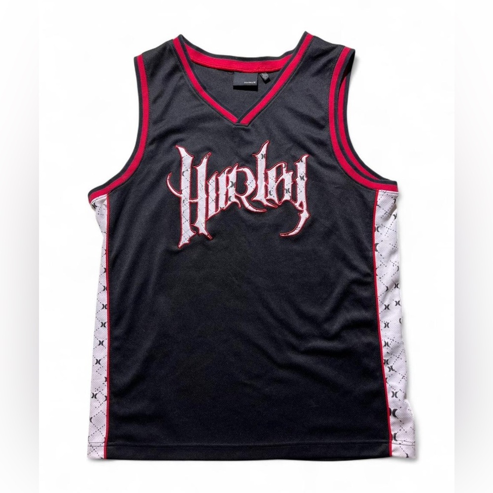 Hurley Black and Red Graphic Sleeveless Top